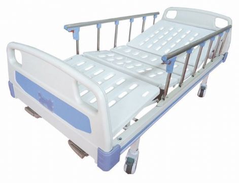 ABS床頭雙搖沖孔護(hù)理床（帶輪、護(hù)欄）
